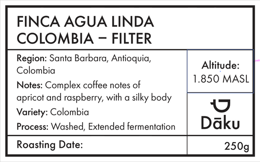 Colombia Agua Linda filter coffee 250g bag — Dāku